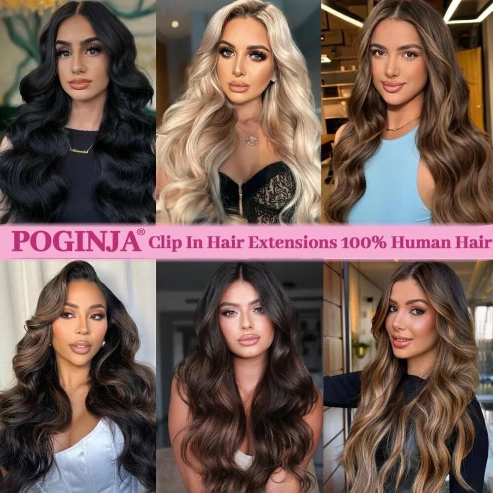 Clip in Hair Extensions Human Hair 22in 110g Remy Natural Long Straight